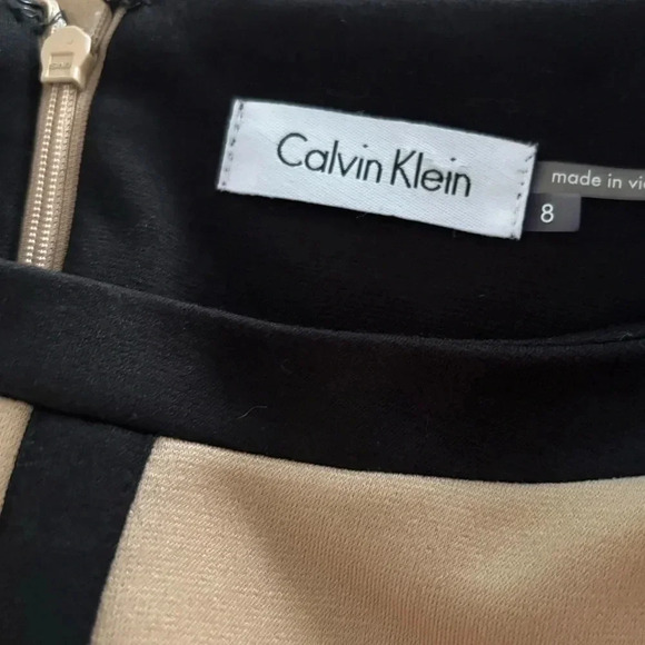 CALVIN KLEIN EUC WOMENS DRESS TAN BLACK FALL WINTER DRESSES CASUAL HOLIDAY SZ 8 - Picture 8 of 8